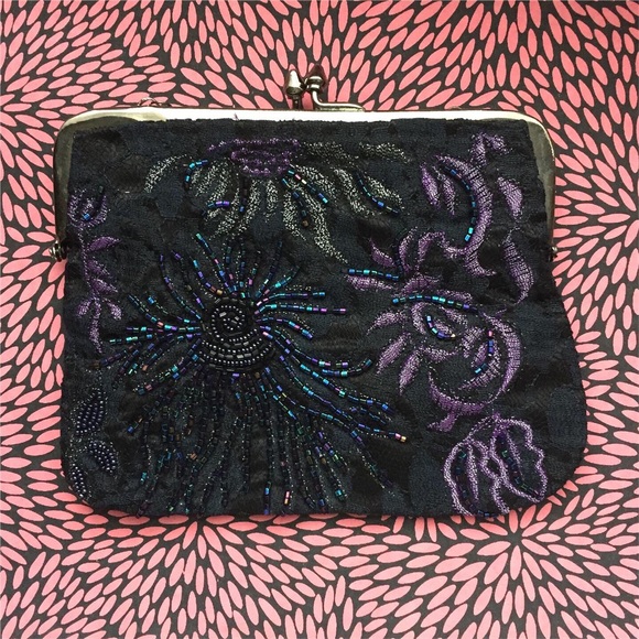 Navy Beaded Purse - Picture 1 of 4